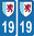 2 Sticker style AUTO Plaque Bleu département 19