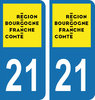 2 Stickers French Department 21 Plate Registration