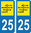 2 Stickers French Department 25 Plate Registration