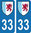 2 Sticker style AUTO Plaque Bleu département 33
