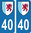 2 Sticker style AUTO Plaque Bleu département 40