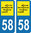 2 Sticker style AUTO Plaque Bleu département 58 JAUNE