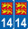 2 Sticker style AUTO Plaque Bleu département 14 LIONS