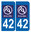 2 Sticker style AUTO Plaque Bleu département 42 RA