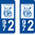 2 Sticker style AUTO Plaque Bleu département 972