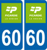 2 Stickers French Department 60 Plate Registration
