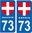 2 Sticker style AUTO Plaque Bleu département 73 SAVOIE BAS