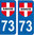 2 Sticker style AUTO Plaque Bleu département 73 SAVOIE NOIR