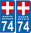 2 Sticker style AUTO Plaque Bleu département 73 BLASON SEUL