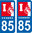 2 Sticker style AUTO Plaque Bleu département 85 LOVE