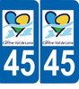 Département 45 AUTO 2 stickers autocollant
