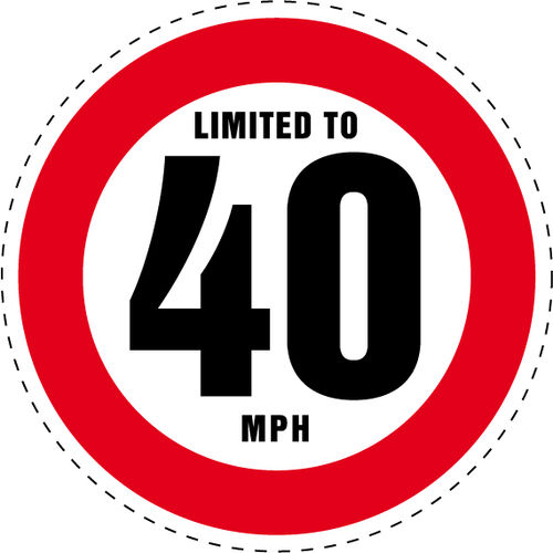 Limited to 40 MPH Vehicle Speed Restriction Bumper Printed Sticker Car Van 10cm