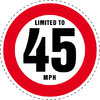 Limited to 45 MPH Vehicle Speed Restriction Bumper Printed Sticker Car Van 10cm