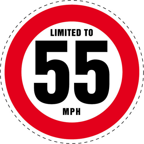 Limited to 55 MPH Vehicle Speed Restriction Bumper Printed Sticker Car Van 10cm
