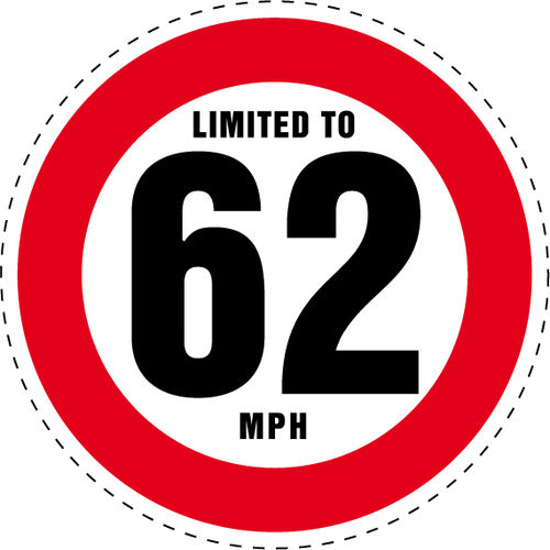 Limited to 62 MPH Vehicle Speed Restriction Bumper Printed Sticker Car Van 10cm
