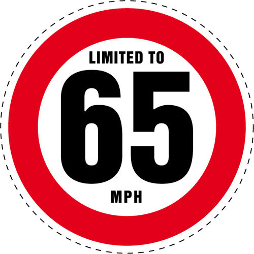 Limited to 65 MPH Vehicle Speed Restriction Bumper Printed Sticker Car Van 10cm