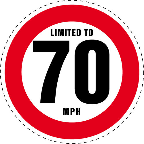Limited to 70 MPH Vehicle Speed Restriction Bumper Printed Sticker Car Van 10cm