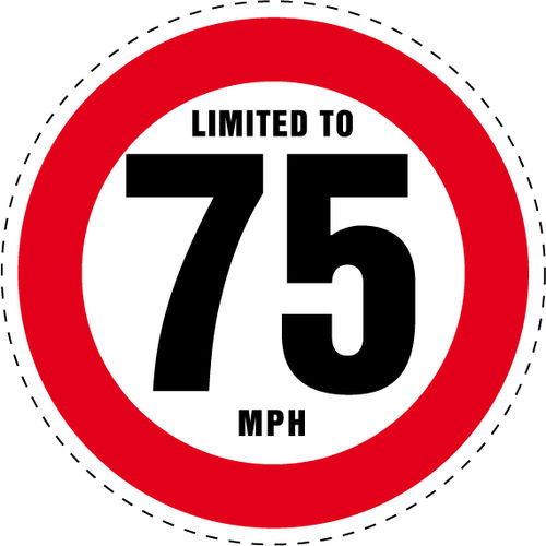 Limited to 75 MPH Vehicle Speed Restriction Bumper Printed Sticker Car Van 10cm