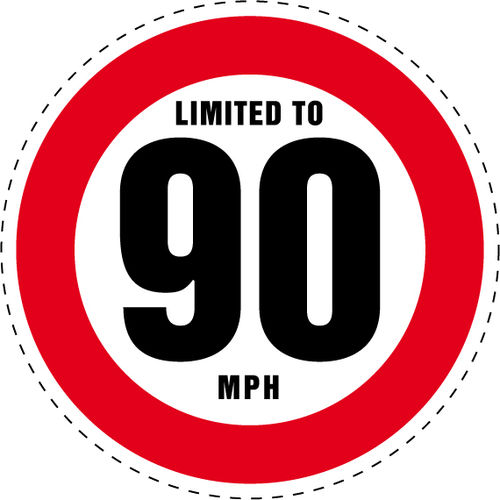 Limited to 90 MPH Vehicle Speed Restriction Bumper Printed Sticker Car Van 10cm