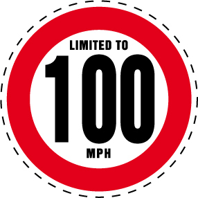 Limitation cercle rouge 10cm Vitesse 100 MPH