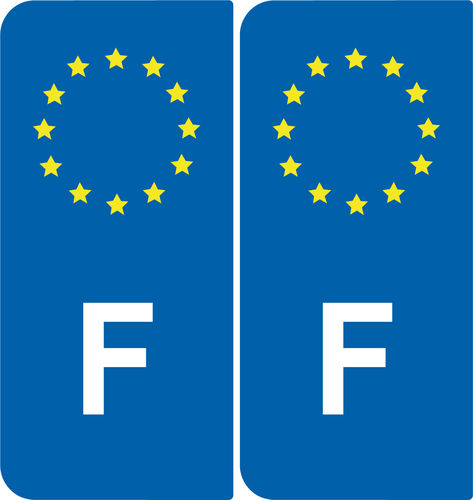 Europe Auto lettre F gauche 2 stickers autocollants.
