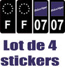 07 département + F Noir sticker x 4