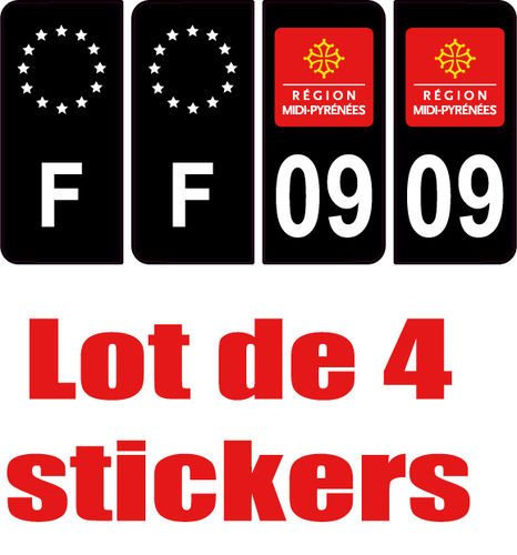 09  département + F Noir sticker x 4