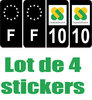 10  département + F Noir sticker x 4
