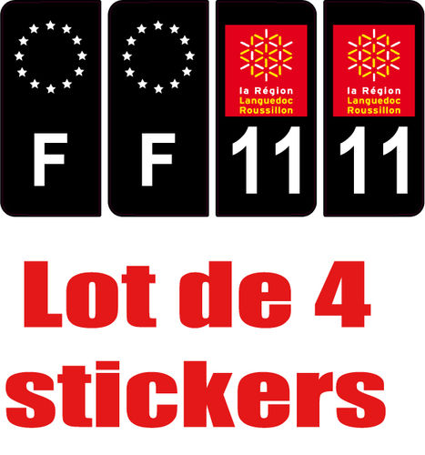 11 département + F Noir sticker x 4