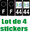 4 Stickers style AUTO Plaque Noir F+département 44