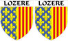 2 X escutcheon - LOZERE STICKER BLAZON