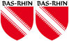 2 X escutcheon - BAS-RHIN STICKER BLAZON
