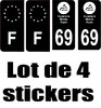 4 Stickers Full style AUTO Plaque F+département 69