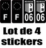 06 SUD  département + F Noir sticker x 4