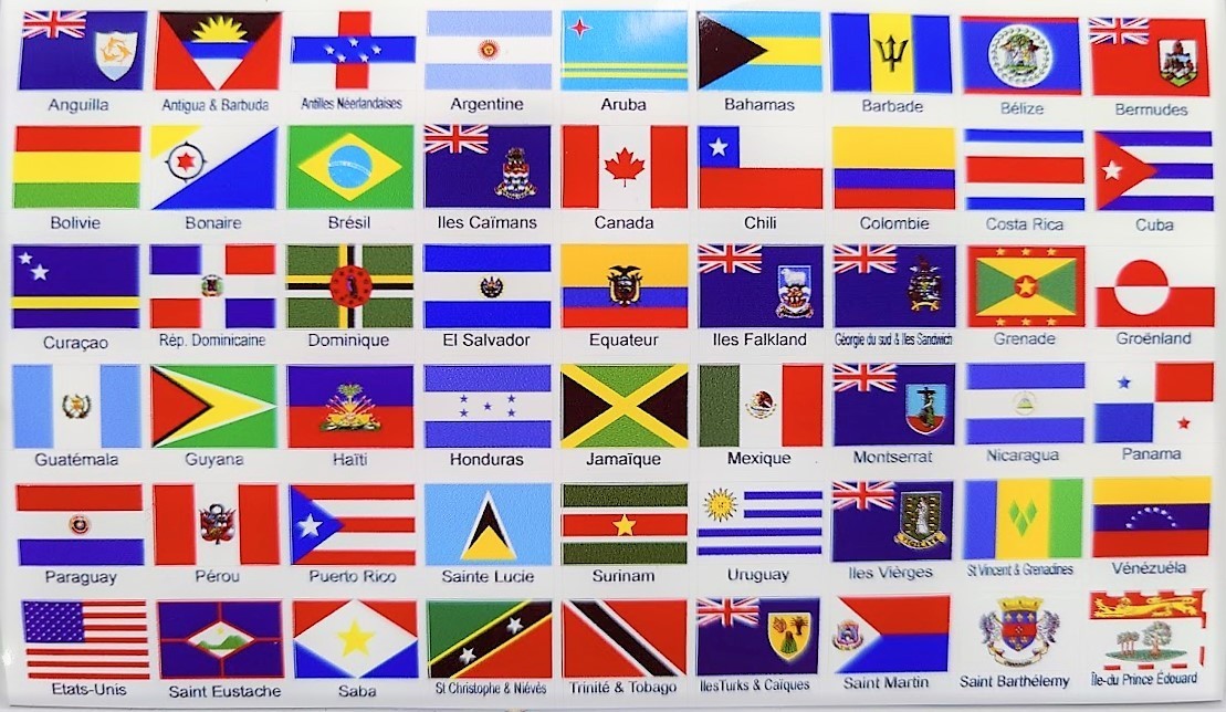 lot de 54 Autocollants ASIE différents drapeaux de pays et territoires en ASIE 