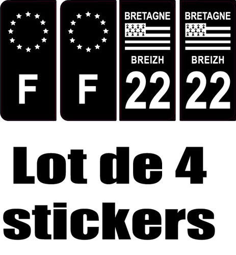 22 département + F Noir sticker x 4
