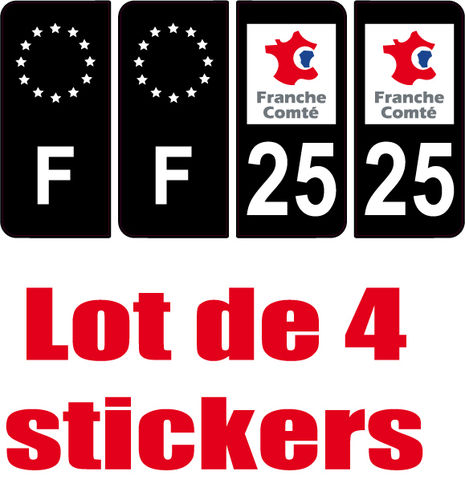 25 département + F Noir sticker x 4