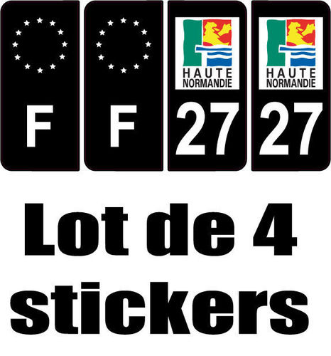 27 département + F Noir sticker x 4