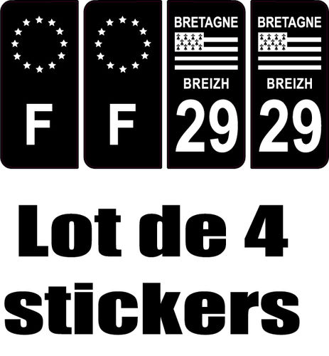 29 département + F Noir sticker x 4