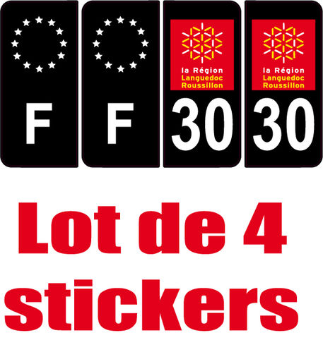 30 département + F Noir sticker x 4