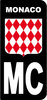 2 Stickers style AUTO Plaque Noir MONACO HAUT